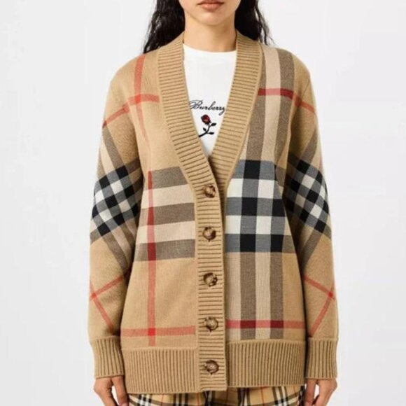 Burberry Sweaters - Burberry Caragh Check Jacquard Cardigan